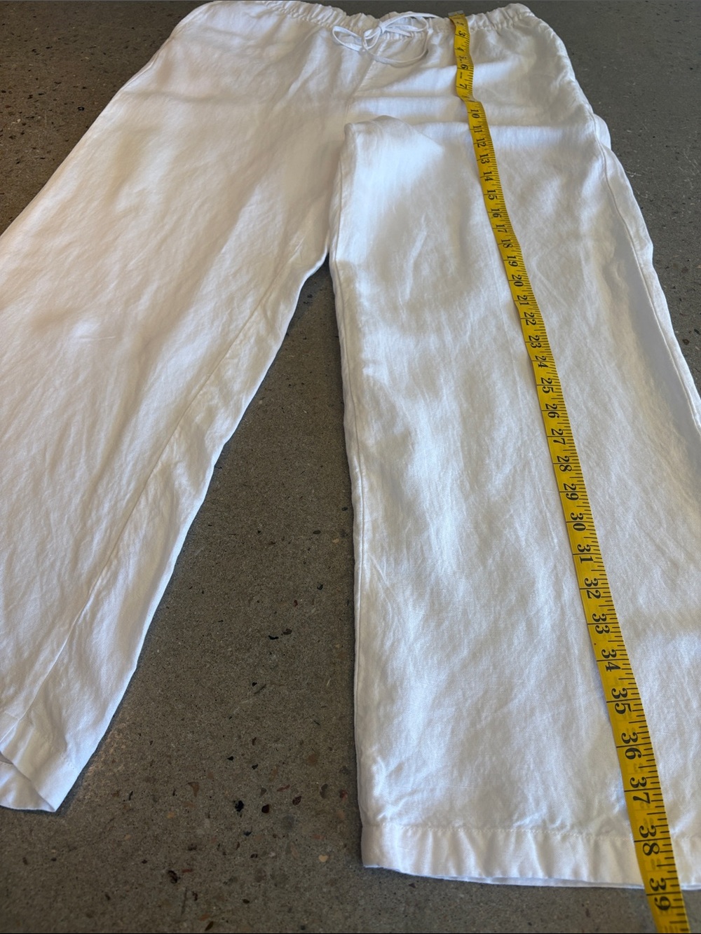 H&M White Polyester Wide-Leg Drawstring Pants - Picture 3 of 3